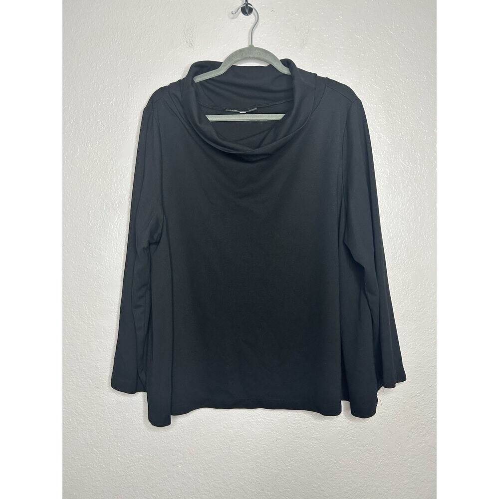 Bryn Walker Cowl Neck Long Sleeve Top Black Size Stretch Comfort Lagenlook Large